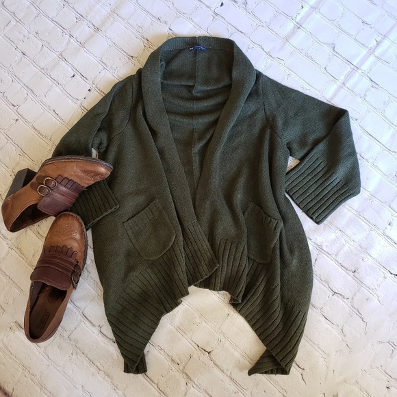 Gap Cashmere Grannycore Open Draped Front Cardigan Cottagecore Minimalist - Picture 2 of 7